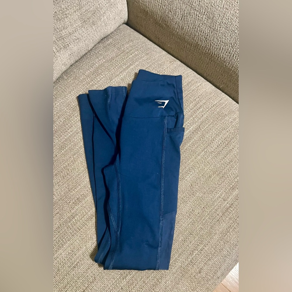 Gymshark Leggings with Mesh‎ Side Panel Navy Blue XS
